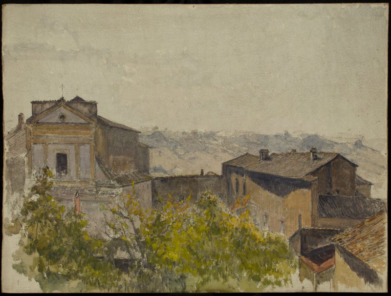 1930 ca. - Panorama orvietano con la chiesa del Gesù